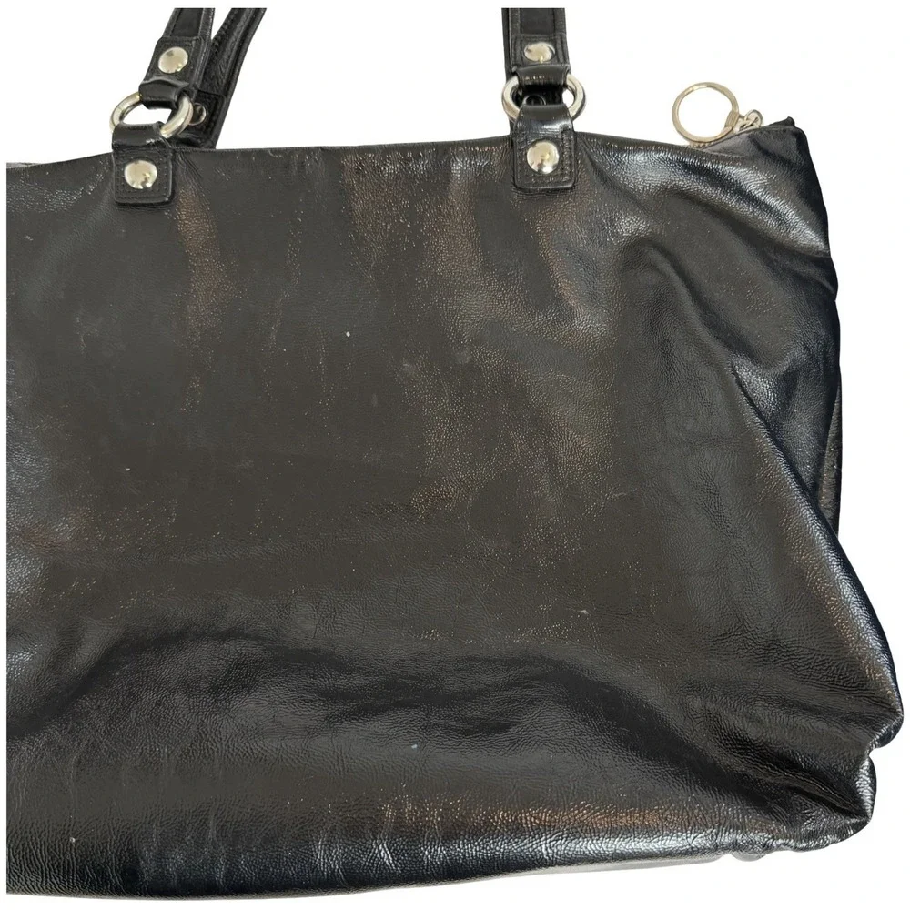COACH Poppy Large Patent‎ Leather Handbag Shoulder Bag 15791 Black Y2K 2000s - Picture 10 of 16
